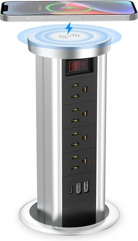 Btu001 Btu 313115060037 Pop Up Outlet For Countertop Receptacle Power Strip With Usb C And 4 Ac Outle