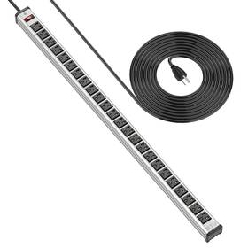 Btu 600978769741 Long Heavy Duty Power Strip 24 Outlet Large Metal Silver