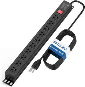 Btu 696576380921 Metal 10 Outlet Mountable Power Strip Wall Mount Heavy Duty