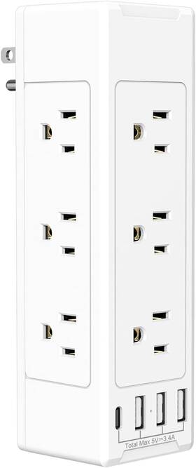 Btu 726084355323 Outlet Extender Surge Protector With Usb Multi Plug Wall Splitter