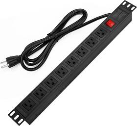 Hu-xi-174 Btu Power Strip Surge Protector Rack-mount Pdu 8 Right Angle Outlets Wide-spaced