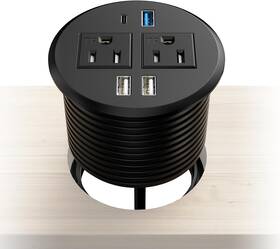 Qp3a Btu Desktop Power Grommet With Pd 20w Fast Charging Usb C Recessed Black