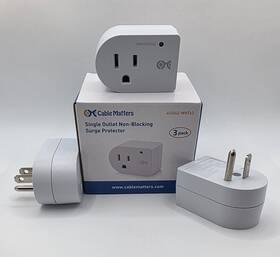 402042 Cable Matters 682017355412 3 Pack Single Outlet Non-blocking Surge Protectors White