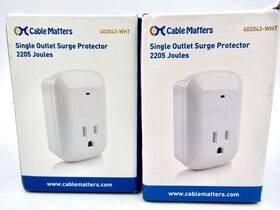 2205 Cable Matters 682017355436 2-pack Of Single Outlet Surge Protector For Tv Pc Etc. Joules 1875w -new