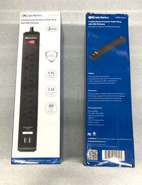 Cable Matters 690132537712 4-pack 6 Outlet Surge Protector Power Strip With Usb 8 Ft Long
