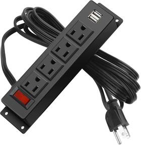 Caghuiin 313101260298 Wall Mount Power Strip With 4 Outlet Mountable 2 Usb Ports