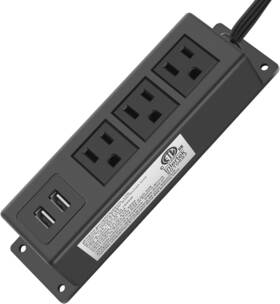 Cccei 445025187184 3 Outlets Wall Mount Power Outlet Strip With Usb Under Desk M