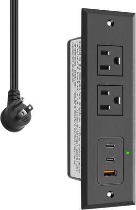 Cccei 696597276166 Recessed Power Strip With Two Usb-c Ports Fast Charging Usb A Port Desk Outlet