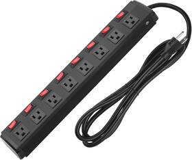 Cccei 726084620155 Metal Power Strip Individual Switches 8 Outlets Heavy Duty Surge Pr