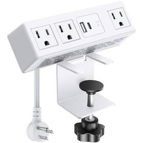 Cccei 738627970238 Desk Clamp Power Strip With Pd 3.0 Fast Charging Usb C Port On Desktop Mount