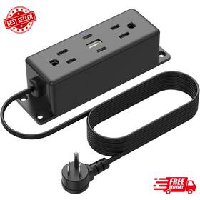 Cccei 744110924169 Wall Mount Power Strip With Usb Ports Under Desk Mountable Out