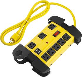 Cc-02-8u-03 Cccei Heavy Duty Power Strip With Usb Workshop 8 Outlet Surge 6ft Yellow