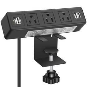 Cl-s34-b Cccei 3 Ac Outlet Desk Clamp Power Strip Usb Charging Station 6.56ft Cable 1500w