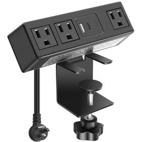 Ojksfvx-575 Cccei Desk Clamp Power Strip With Pd 3.0 Fast Charging Usb C 10ft Black