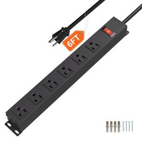 Cfmaster 011655367891 Power Strip With 6ac Outlets 6 Ft Ul 14awg Cord Straight Plugmetal Wall Mount