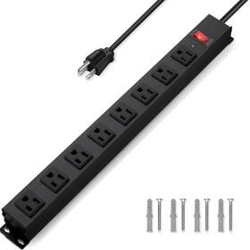 Cfmaster 708436085485 8 Outlet Power Strip Surge Protector 6 Feet Metal Heavy Duty Wit