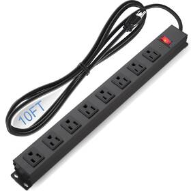 Cfmaster 708436085492 8 Outlet Power Strip Surge Protector 10 Feet Long Cord Metal Heav