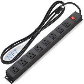 Cfmaster 708436085508 8 Outlet Power Strip Surge Protector 12 Feet Metal Heavy Duty Wi
