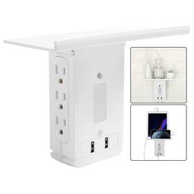 Cfmaster 791360351467 Usb Power Strip Shelf Socket Surge Protector 8 Port Wall Outlet-6 Ac And 2 Ports