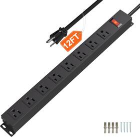 Pduus8 Cfmaster 8 Outlets Metal Heavy Duty Power Strip With 12 Ft 14awg Cord Wide Spaced O