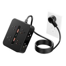 Brz-004 Chicfit Surge Protector Power Strip - 8 Outlets With 3 Usb Charging Ports Multi Black