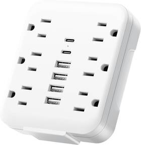 Chiefway 726084479142 Multi Plug Wall Outlet Extender Usb Charger With 6 Ac Outlets