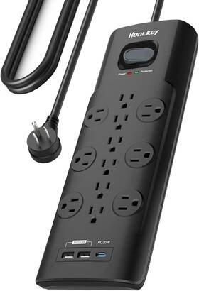 Smd127c Chiyuan Electric Hong Kong Co. Limited Surge Protector Power Strip 3480j 12 Outlets With 2 Usb A Ports And 20w