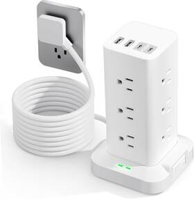 Chongzheng Hk Co. Limited 313096524511 6ft Power Strip With 12 Ac Outlets And 4 Usb Chargers Flat Plug Extension Cord