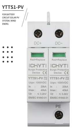 34323434432 Chyt Surge Arrester Protector Spd Din Rail Dc 1000vdc 2p Solar Pv Iec 61643-31 Ce