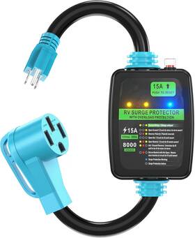 Circlecord 445031267283 50 Amp To 15 110 Volt Rv Surge Protector Adapter Cord 8000 Joule