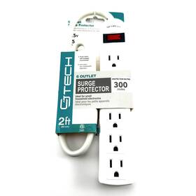 61868 Cj Tech 6 Outlet Surge Protectortwist Lock Covers Child Safety Power Switch 2ft Long New