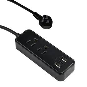 Clear Power 810079580873 2-outlet Strip With 3 Usb Ports 1 Usb-c Flat Plug 6 Ft Cord C