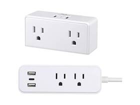 Clear Power 810079580903 2-outlet Wall-tap 6ft Strip