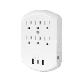 3-pro Clear Power 810079580958 6 Outlet Extender Multi Plug Splitter Nightlight Wall Charger
