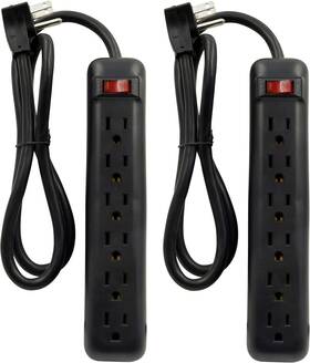 Dc3s-00232p-dc Clear Power 2-pack 6 Outlet Strip 3 Ft - 2 Pack Black