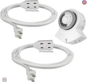 Clear Power Store 810048912483 3 Outlet Indoor Extension Cord White 2 Prong Polarized Plug For