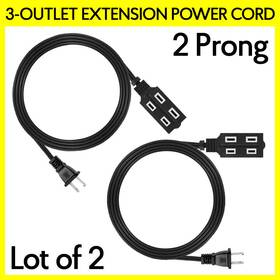 S-1240 Cmple 2 Pack 3-outlet Indoor Extension Power Cord With Protection Cover 6 Feet - Black