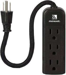 Co. Ltd 744110184907 Power Strip Wall Mountable - Etl Listed 3 Grounded Outlets 10 Inch Braided Short