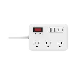 1012234169 Commercial Electric Ce 8 Ft. 6-outlet Surge Protector With 2 Usb-a And Usb-c White