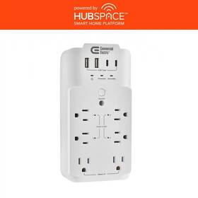 Commercial Electric 313031867895 6-outlet Smart Surge Protector With 4-usb Ports White