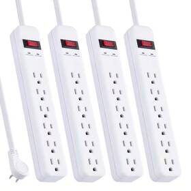 Commercial Electric 313040813876 3 Ft. 6-outlet Power Strip Surge Protector White 4-pack