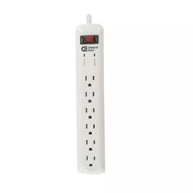Commercial Electric 313091118111 Surge Protector 6 Outlet 8 Ft Cord 1000 Joule Power Strip White Flame-retardant