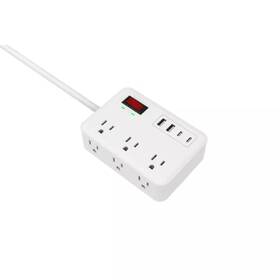 Commercial Electric 445009178184 8 Ft. 6-outlet Surge Protector With 2 Usb-a And Usb-c White