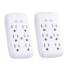Commercial Electric 445018784789 6-outlet Wall Mounted Surge Protector White 2-pack
