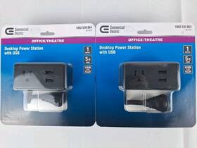 1002 Commercial Electric 649532621194 2 Desktop Power Station 1-ac/2-usb Charger With 5 Ft. Cord