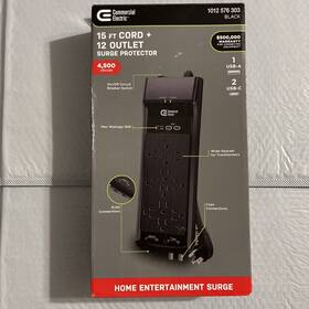 Commercial Electric 649532937691 15 Ft Cord 12 Outlet Surge Protector 4 500 Joules