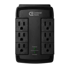 Commercial Electric 726084109612 6-outlet Wall Mounted Swivel Surge Protector Black