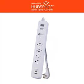 Commercial Electric 726084554634 3 Ft. 4-outlet White Surge Protector Smart With Usb Powered By Hubspace