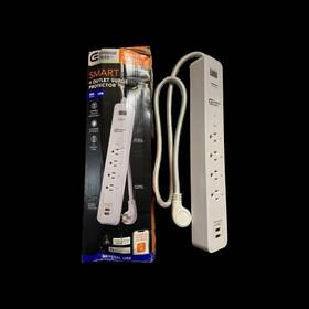 Commercial Electric 818897010961 3 Ft. 4-outlet White Surge Protector Smart With Usb