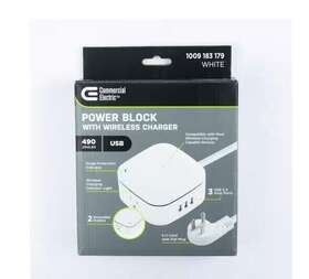 Commercial Electric 818897011241 2-outlet 3 Usb-a Surge Protector With Quick Charge White